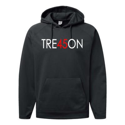 Tre45on Anti Trump Treason Performance Fleece Hoodie