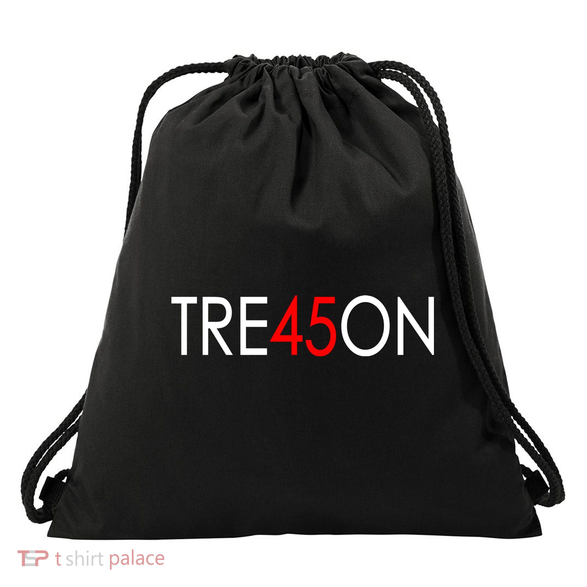 Tre45on Anti Trump Treason Drawstring Bag