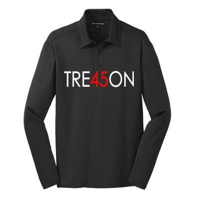 Tre45on Anti Trump Treason Silk Touch Performance Long Sleeve Polo