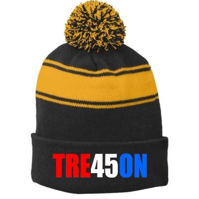 Tre45on Treason Anti Trump Stripe Pom Pom Beanie