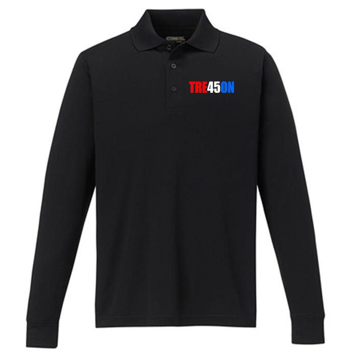 Tre45on Treason Anti Trump Performance Long Sleeve Polo