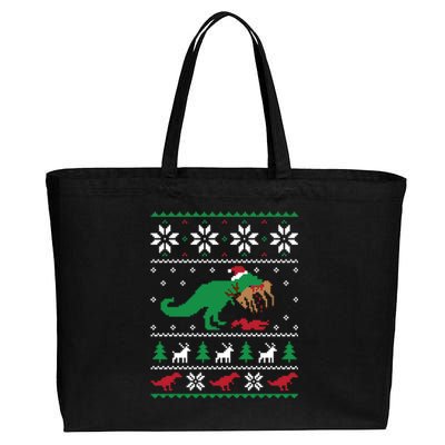 T Rex Eating Reindeer Funny Dinosaur Christmas Ugly Cute Gift Cotton Canvas Jumbo Tote