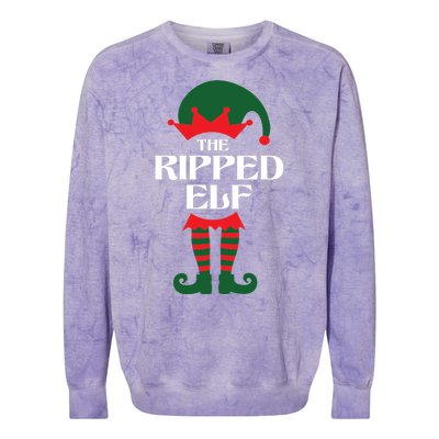 The Ripped Elf Funny Family Matching Christmas Colorblast Crewneck Sweatshirt