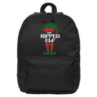 The Ripped Elf Funny Family Matching Christmas 16 in Basic Backpack
