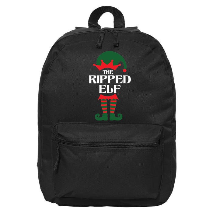 The Ripped Elf Funny Family Matching Christmas 16 in Basic Backpack