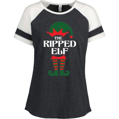 The Ripped Elf Funny Family Matching Christmas Enza Ladies Jersey Colorblock Tee