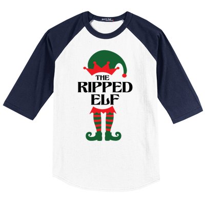 The Ripped Elf Funny Family Matching Christmas Baseball Sleeve Shirt