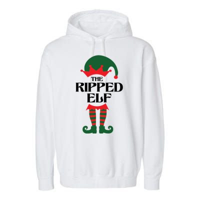 The Ripped Elf Funny Family Matching Christmas Garment-Dyed Fleece Hoodie