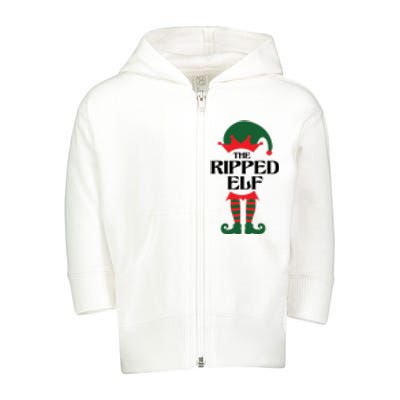 The Ripped Elf Funny Family Matching Christmas Toddler Zip Fleece Hoodie