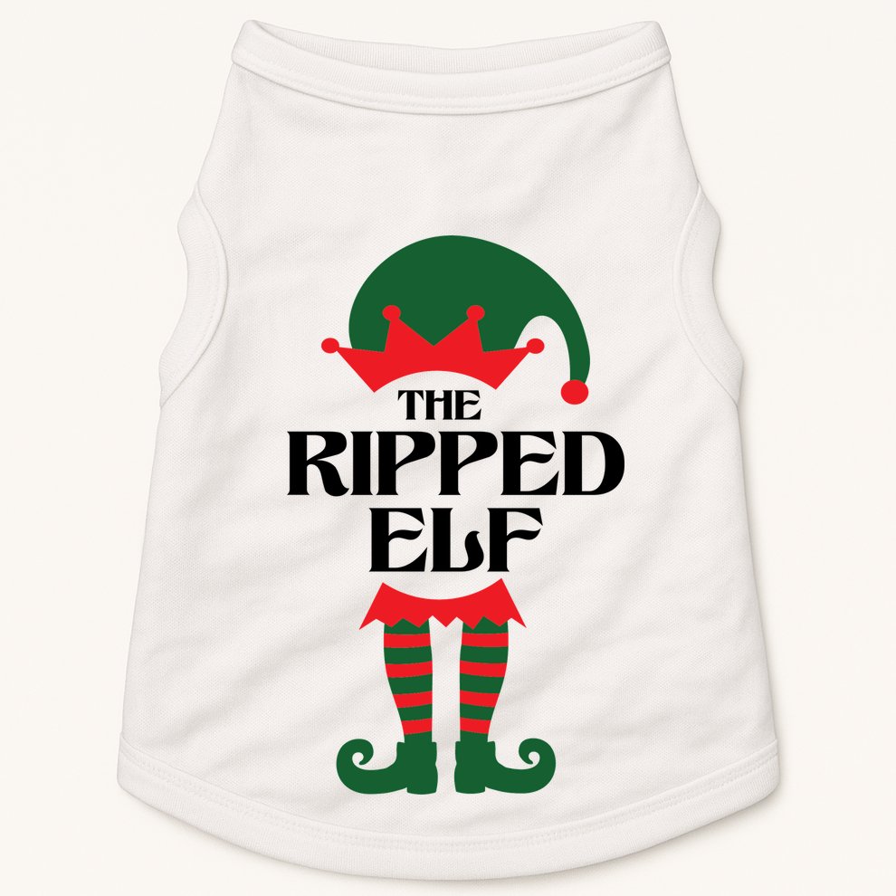 The Ripped Elf Funny Family Matching Christmas Doggie Tank