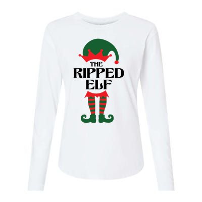 The Ripped Elf Funny Family Matching Christmas Womens Cotton Relaxed Long Sleeve T-Shirt