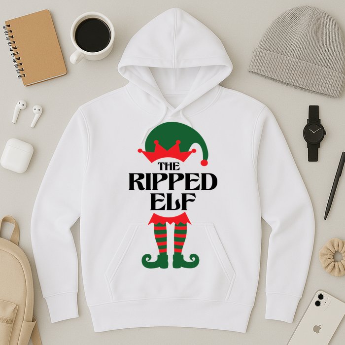 The Ripped Elf Funny Family Matching Christmas Hoodie