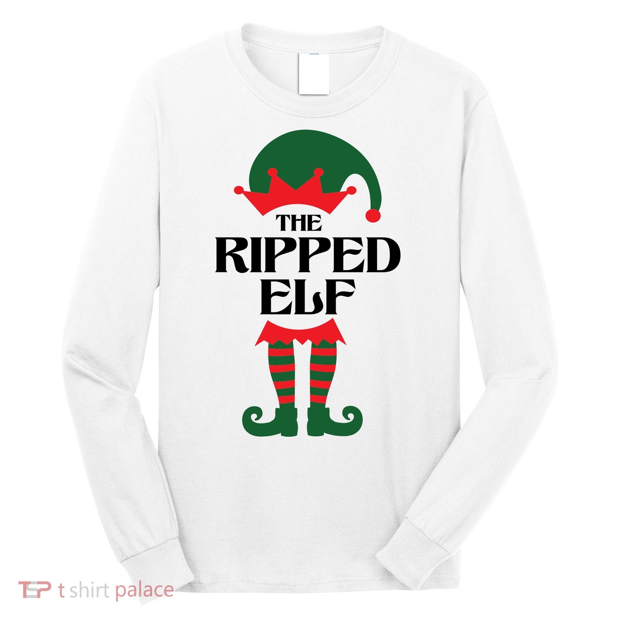 The Ripped Elf Funny Family Matching Christmas Long Sleeve Shirt