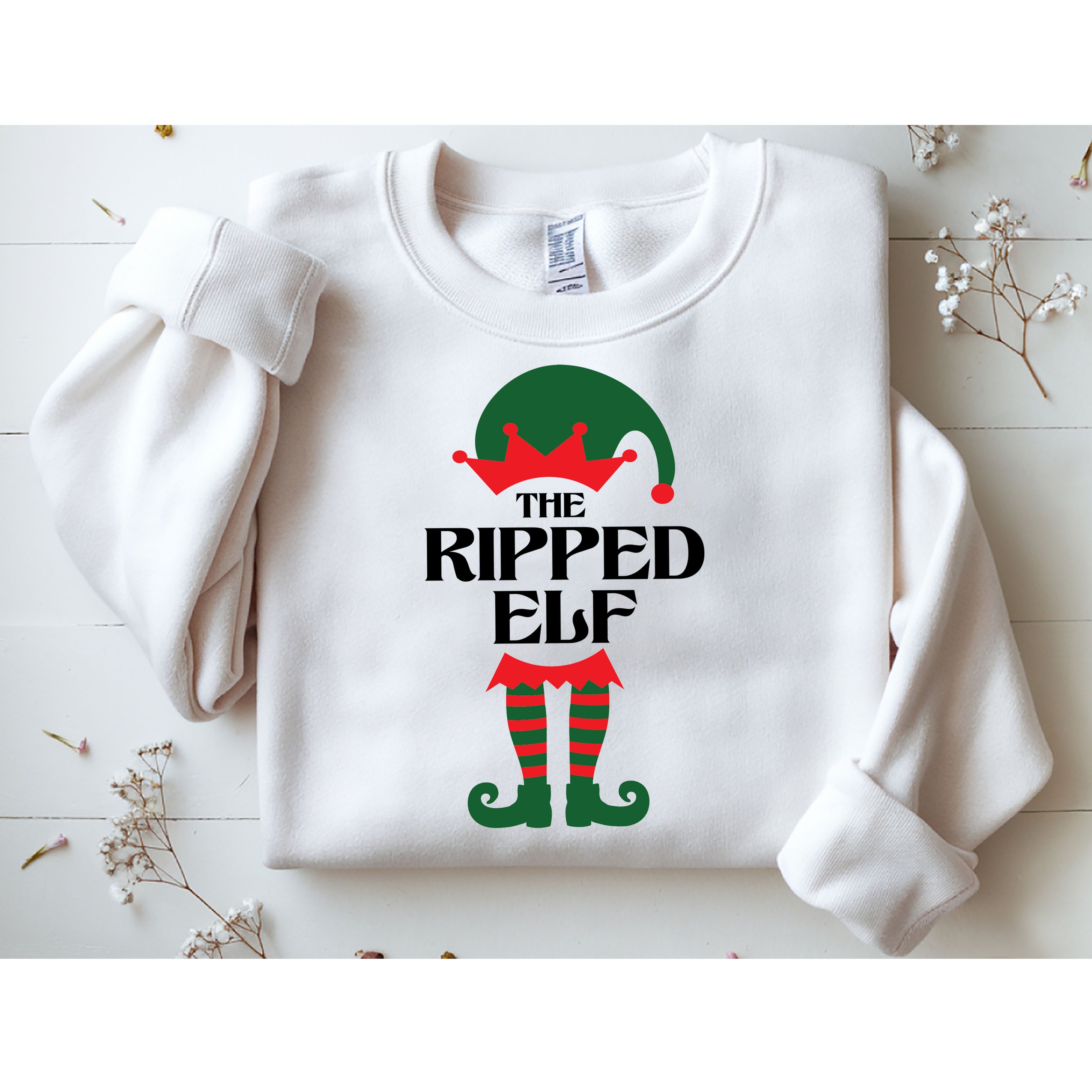 The Ripped Elf Funny Family Matching Christmas Sweatshirt
