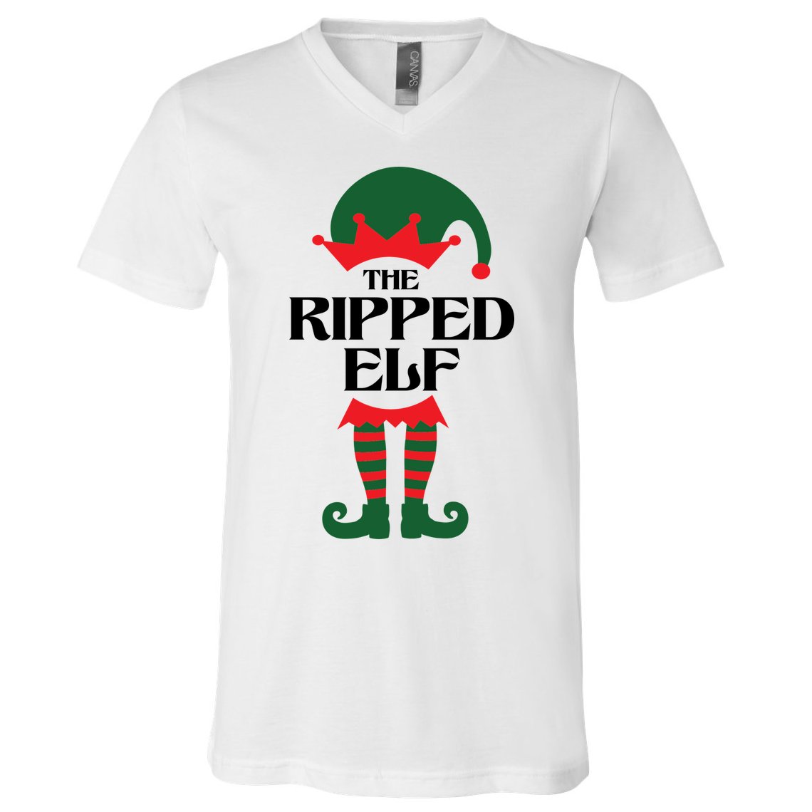 The Ripped Elf Funny Family Matching Christmas V-Neck T-Shirt