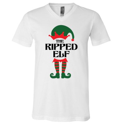 The Ripped Elf Funny Family Matching Christmas V-Neck T-Shirt