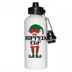 The Ripped Elf Funny Family Matching Christmas Aluminum Water Bottle