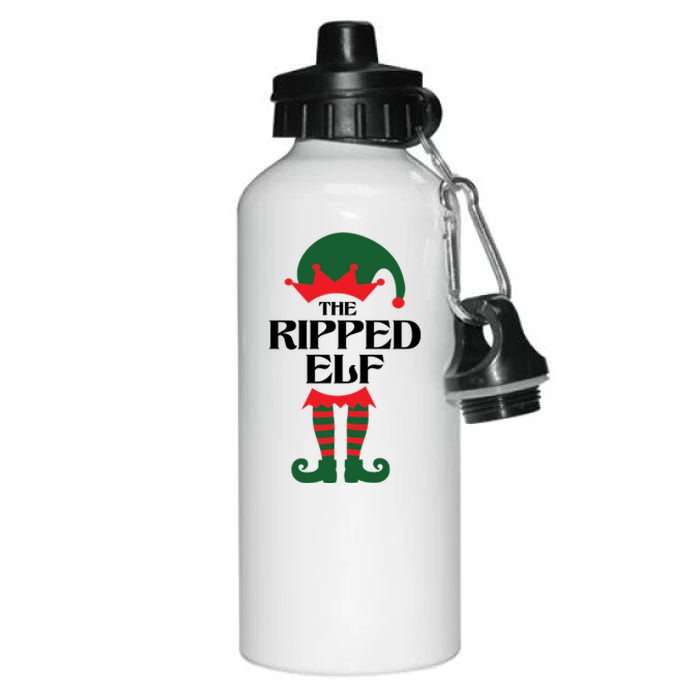 The Ripped Elf Funny Family Matching Christmas Aluminum Water Bottle