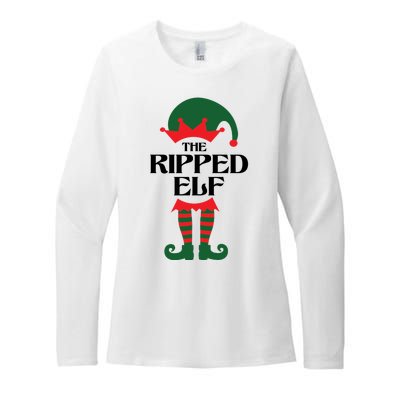 The Ripped Elf Funny Family Matching Christmas Womens CVC Long Sleeve Shirt