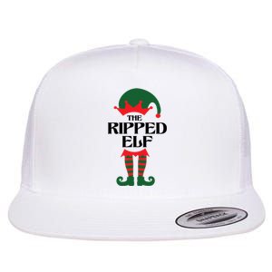 The Ripped Elf Funny Family Matching Christmas Flat Bill Trucker Hat