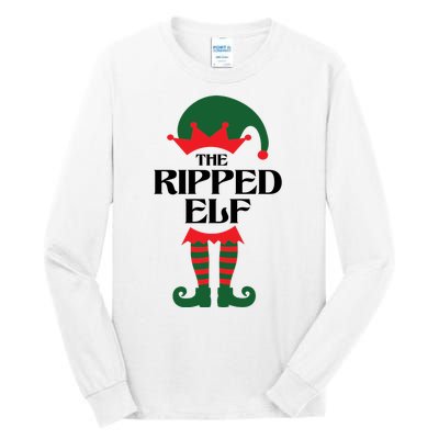 The Ripped Elf Funny Family Matching Christmas Tall Long Sleeve T-Shirt