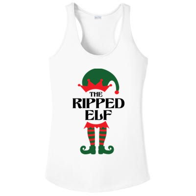 The Ripped Elf Funny Family Matching Christmas Ladies PosiCharge Competitor Racerback Tank