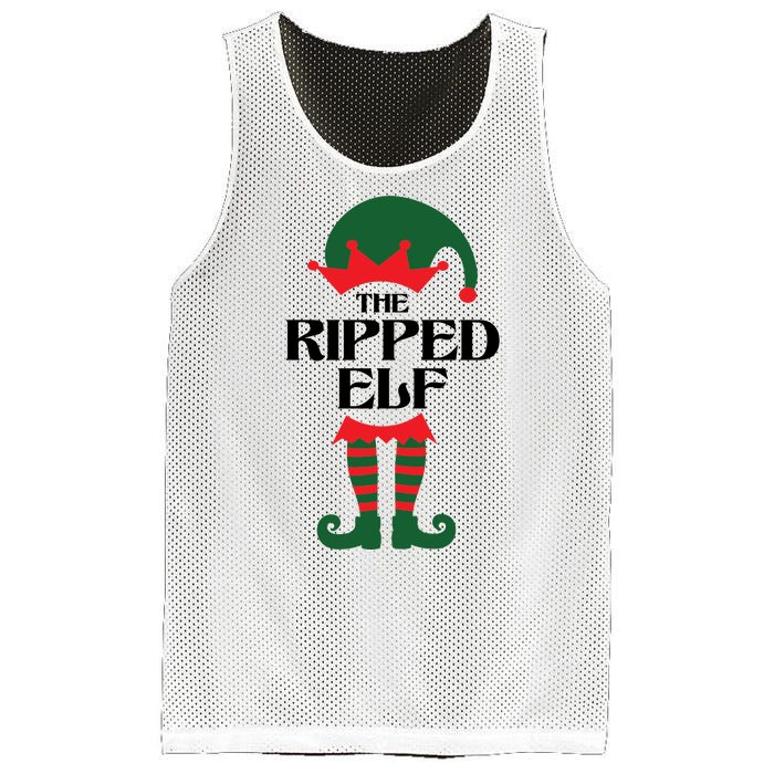 The Ripped Elf Funny Family Matching Christmas Mesh Reversible Basketball Jersey Tank