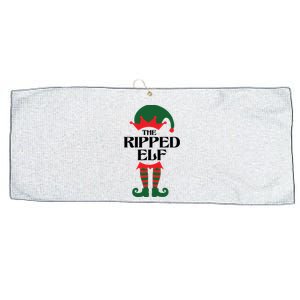 The Ripped Elf Funny Family Matching Christmas Large Microfiber Waffle Golf Towel