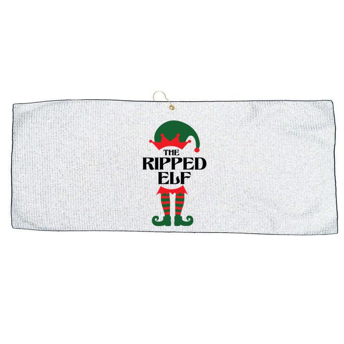 The Ripped Elf Funny Family Matching Christmas Large Microfiber Waffle Golf Towel