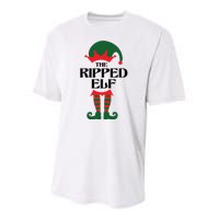 The Ripped Elf Funny Family Matching Christmas Youth Performance Sprint T-Shirt