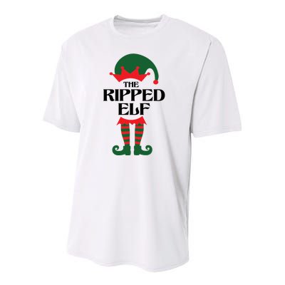 The Ripped Elf Funny Family Matching Christmas Youth Performance Sprint T-Shirt