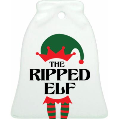 The Ripped Elf Funny Family Matching Christmas Ceramic Bell Ornament