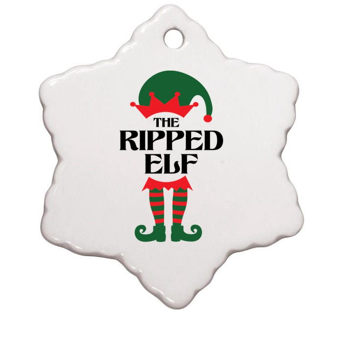 The Ripped Elf Funny Family Matching Christmas Ceramic Star Ornament