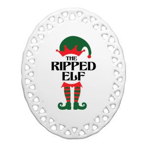 The Ripped Elf Funny Family Matching Christmas Ceramic Oval Ornament