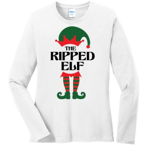 The Ripped Elf Funny Family Matching Christmas Ladies Long Sleeve Shirt