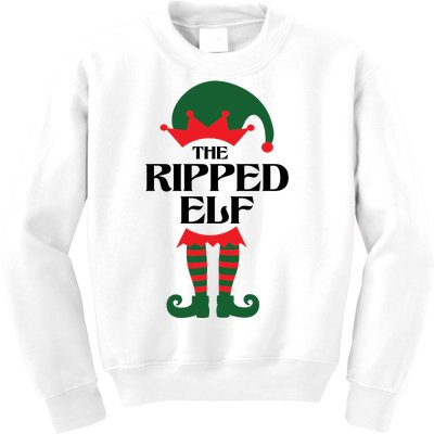 The Ripped Elf Funny Family Matching Christmas Kids Sweatshirt