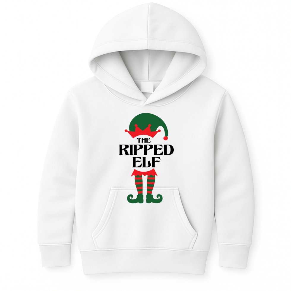 The Ripped Elf Funny Family Matching Christmas Kids Hoodie
