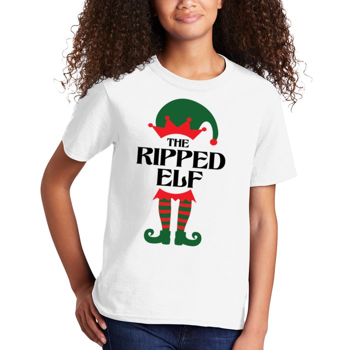 The Ripped Elf Funny Family Matching Christmas Kids T-Shirt