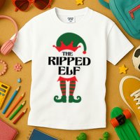 The Ripped Elf Funny Family Matching Christmas Kids T-Shirt
