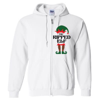 The Ripped Elf Funny Family Matching Christmas Full Zip Hoodie