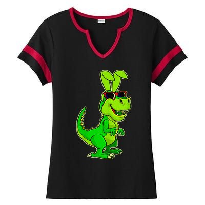 T Rex Easter Bunny Funny Dinosaur Basket Stuffers Ladies Halftime Notch Neck Tee