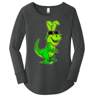 T Rex Easter Bunny Funny Dinosaur Basket Stuffers Women's Perfect Tri Tunic Long Sleeve Shirt