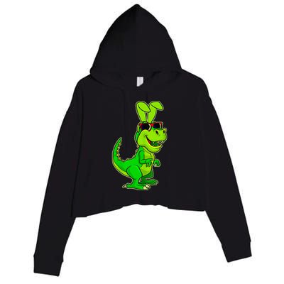 T Rex Easter Bunny Funny Dinosaur Basket Stuffers Crop Fleece Hoodie