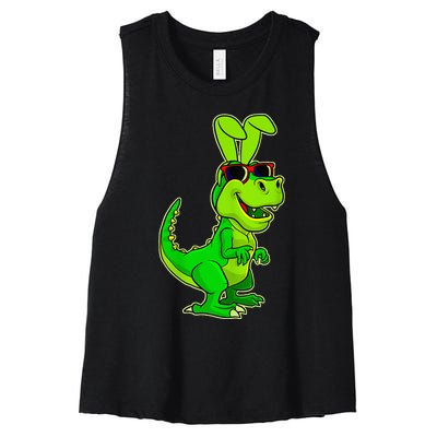 T Rex Easter Bunny Funny Dinosaur Basket Stuffers Women's Racerback Cropped Tank