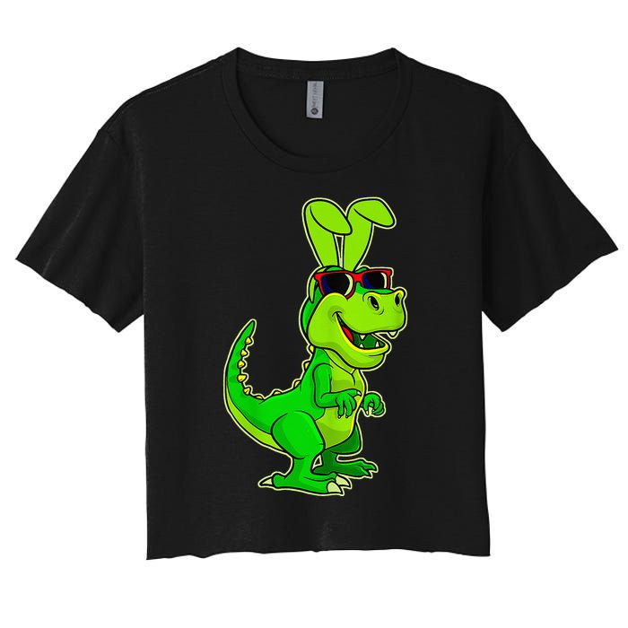 T Rex Easter Bunny Funny Dinosaur Basket Stuffers Women's Crop Top Tee