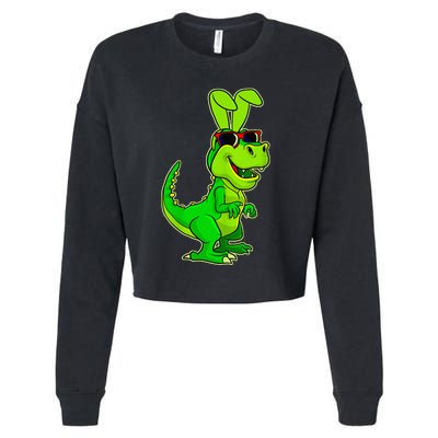 T Rex Easter Bunny Funny Dinosaur Basket Stuffers Cropped Pullover Crew