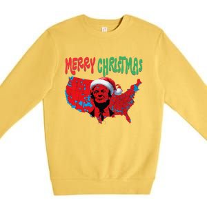 Trump Red Election Map Merry Christmas Trump Winner 2024 Premium Crewneck Sweatshirt