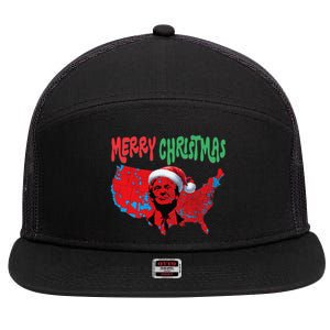 Trump Red Election Map Merry Christmas Trump Winner 2024 7 Panel Mesh Trucker Snapback Hat