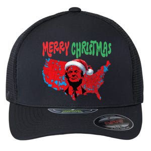 Trump Red Election Map Merry Christmas Trump Winner 2024 Flexfit Unipanel Trucker Cap