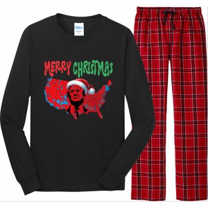 Trump Red Election Map Merry Christmas Trump Winner 2024 Long Sleeve Pajama Set